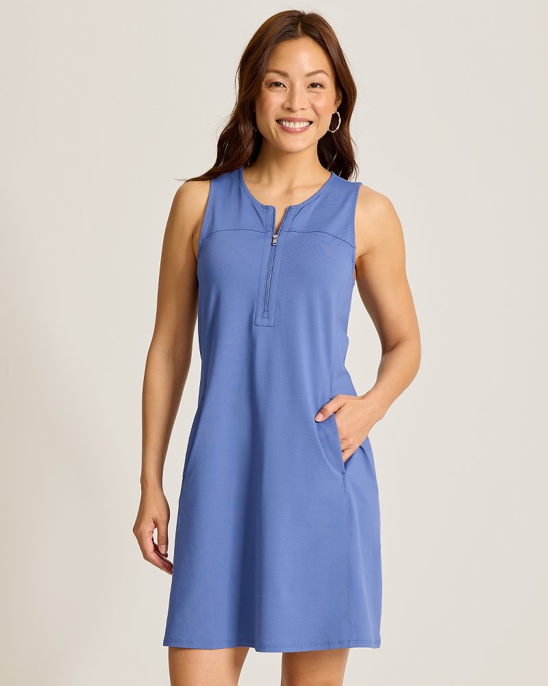 Aubrey Half-Zip IslandZone Dress - Sanibel Blue