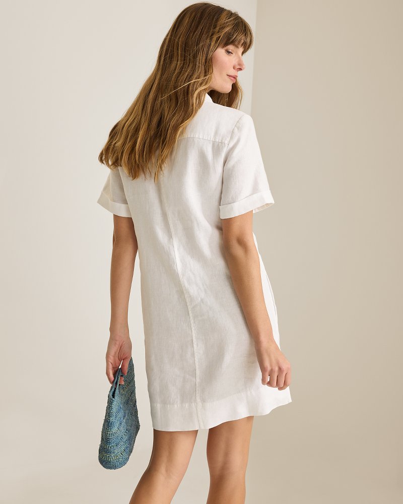 Two Palms Collared Linen Dress - White