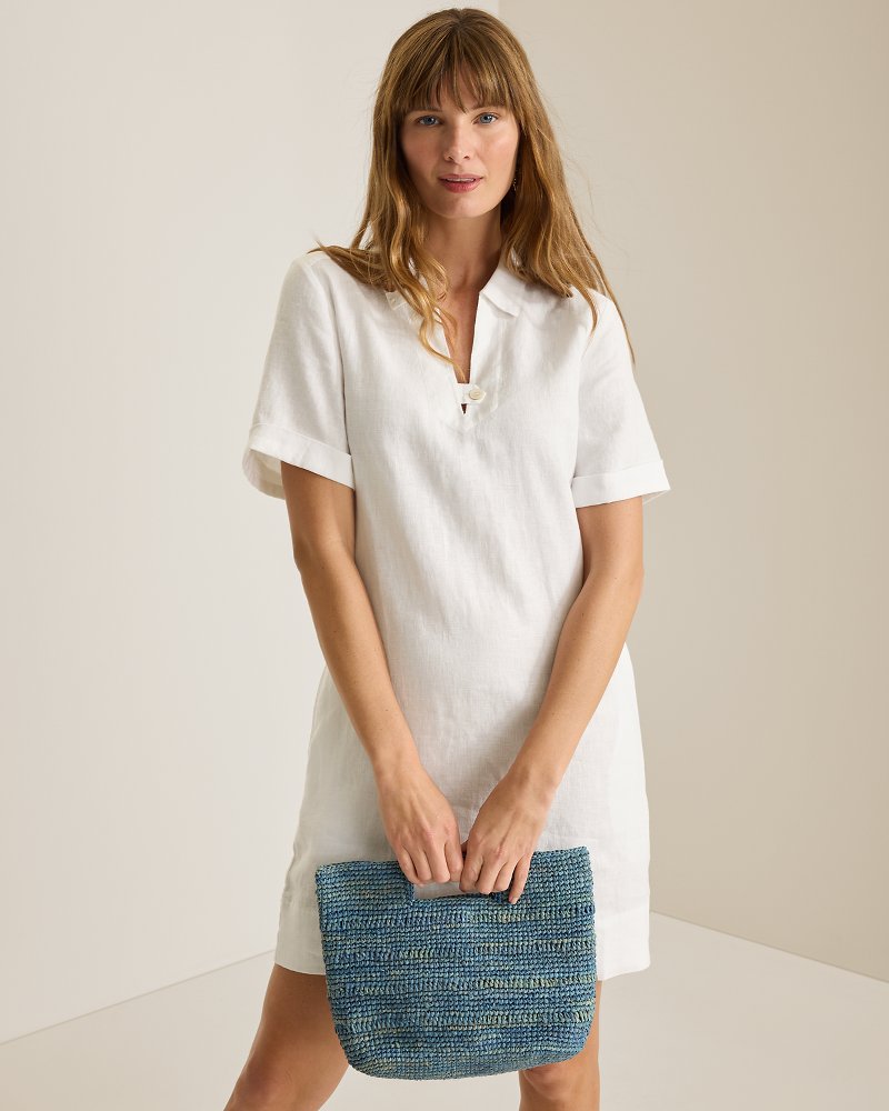 Two Palms Collared Linen Dress - White