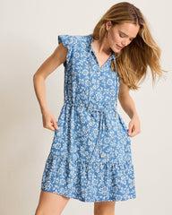 Chambray O'Lei Bahia Blooms Linen-Blend Dress - Med Indigo Wash