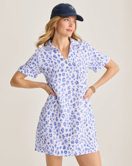 Two Palms Lush Leopard Collared Linen Dress - Grape Pools