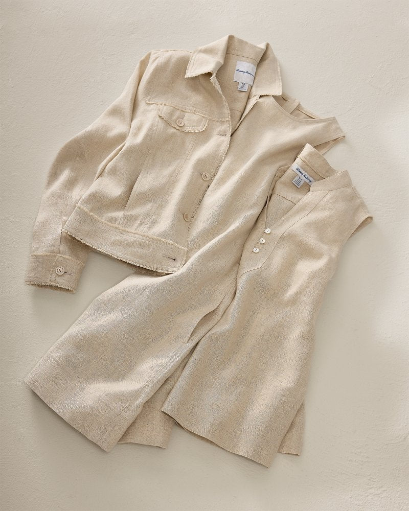 Two Palms Shimmer Linen Shift Dress - Natural Linen