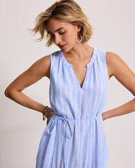 Palm Shores Sea Salt Bay Linen-Blend Sundress - Grape Pools