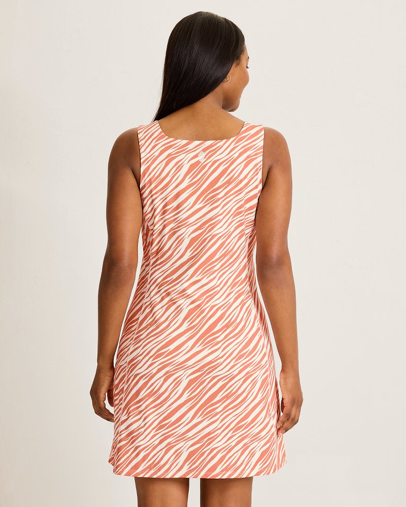 Abby Coastal Zebra IslandZone® Dress - Peach Gelato