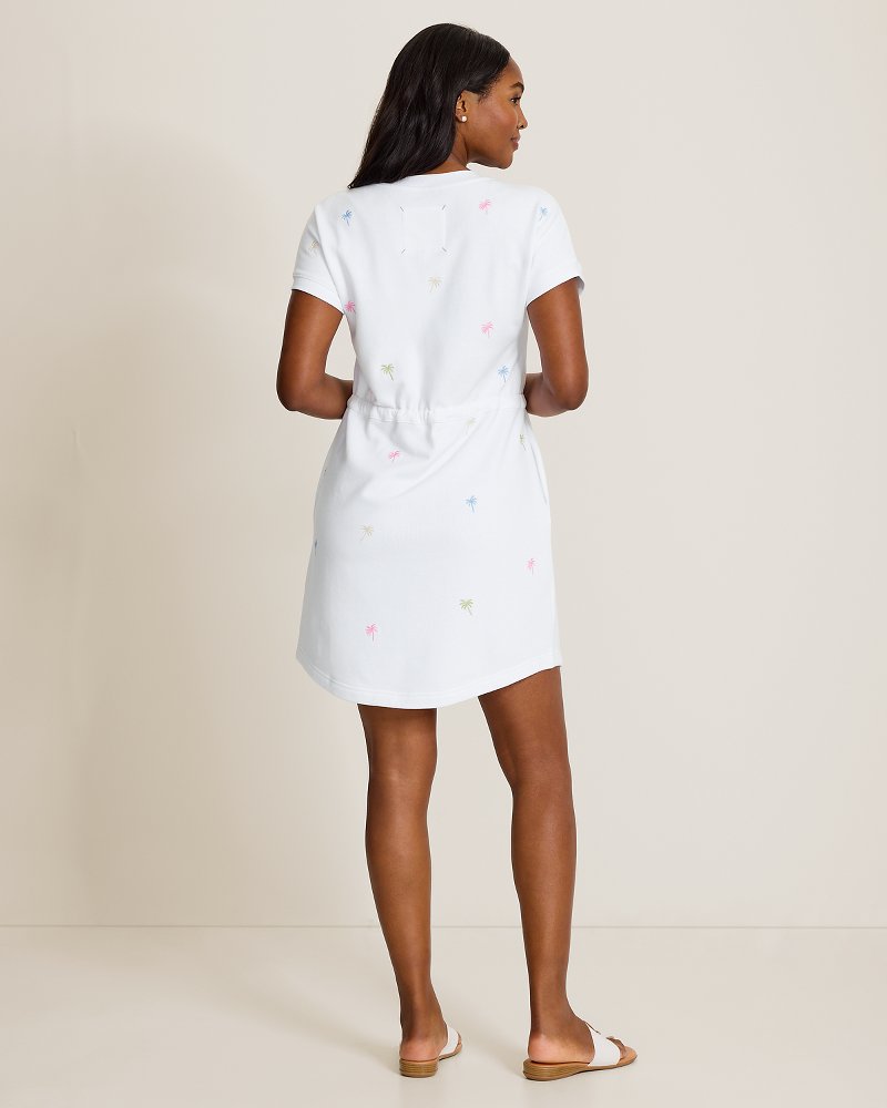 Marina Del Mar Palm Tree Cinch-Waist Dress - White