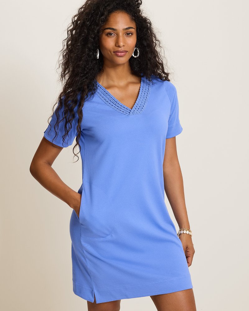Islandscape Jersey Braided Trim Dress - Blue Cove