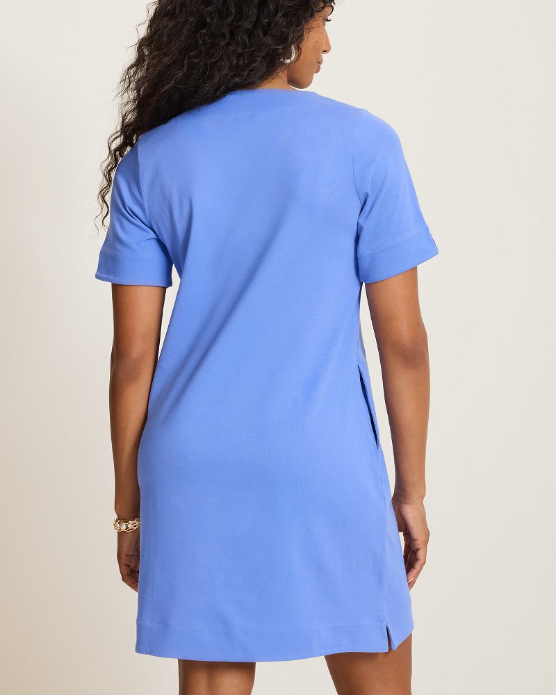 Islandscape Jersey Braided Trim Dress - Blue Cove