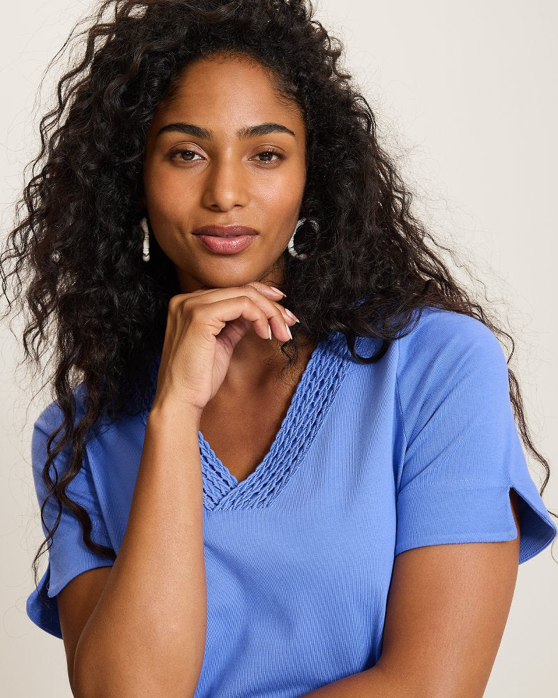 Islandscape Jersey Braided Trim Dress - Blue Cove