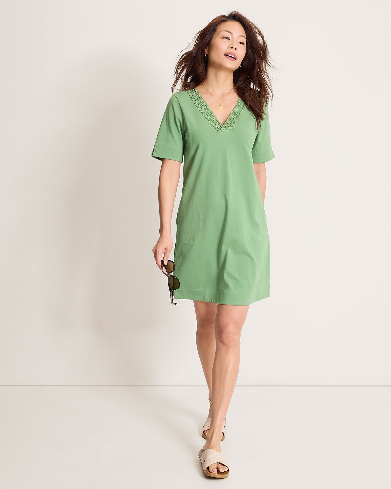 Islandscape Jersey Braided Trim Dress - Natural Mint