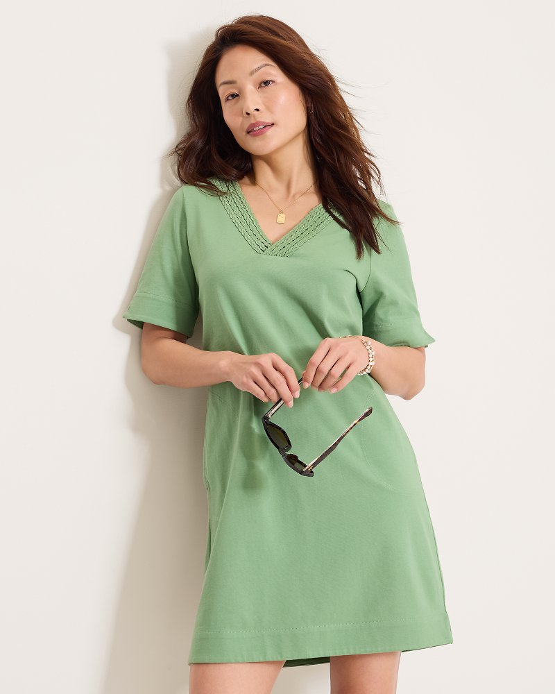 Islandscape Jersey Braided Trim Dress - Natural Mint