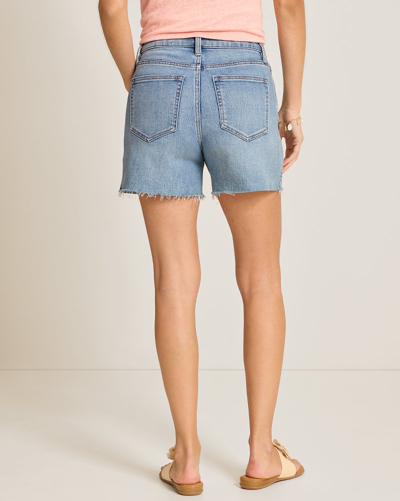 Relaxed Raw-Edge Jean Shorts - Venice Wash