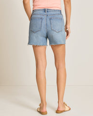 Relaxed Raw-Edge Jean Shorts - Venice Wash