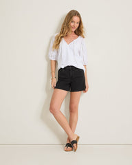Black Relaxed Raw-Edge Jean Shorts - Coastal Black Wash