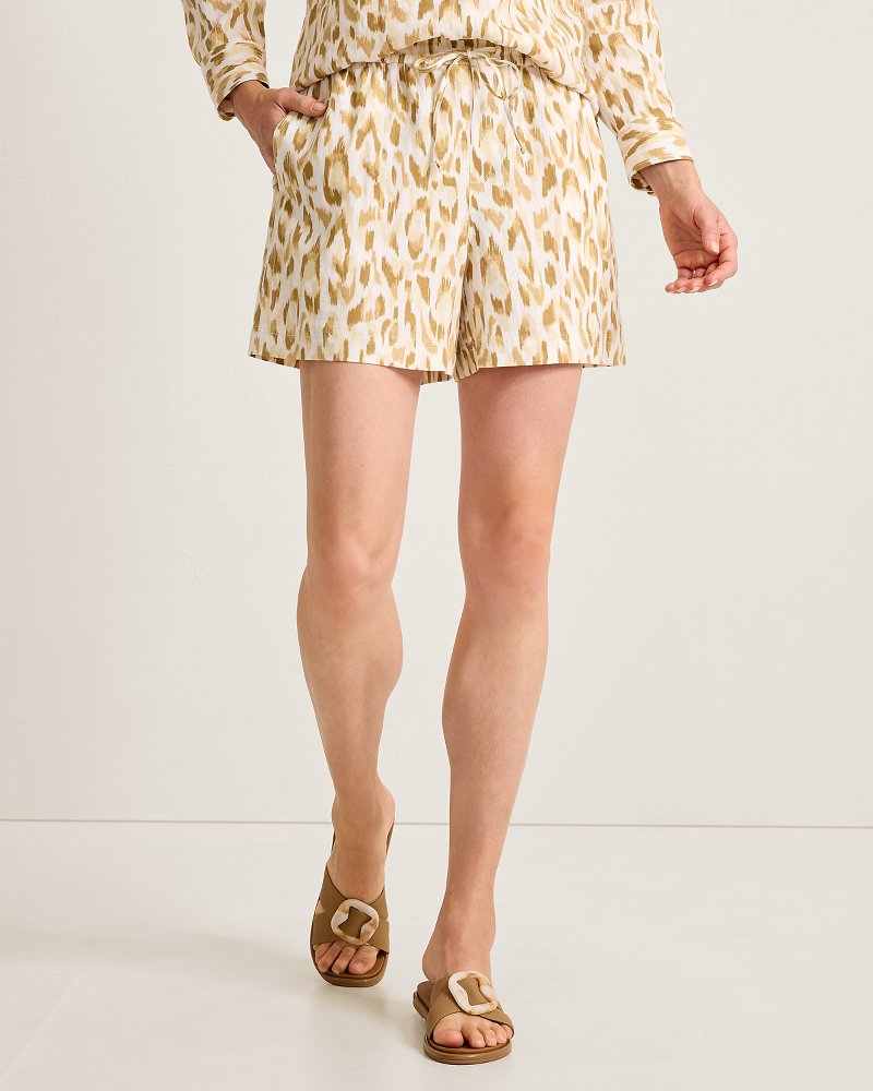 Two Palms Cheetah Cove High-Rise Linen Easy Shorts - Coconut