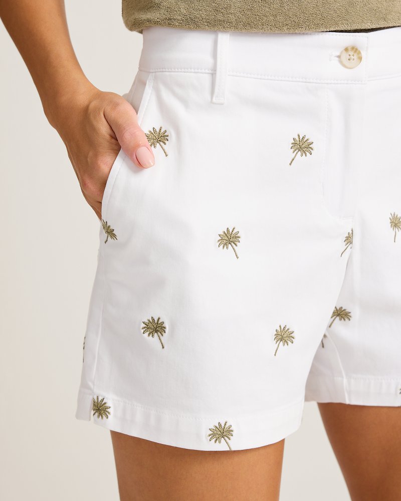 Boracay Tossed Palm Chino 5-Inch Shorts - White