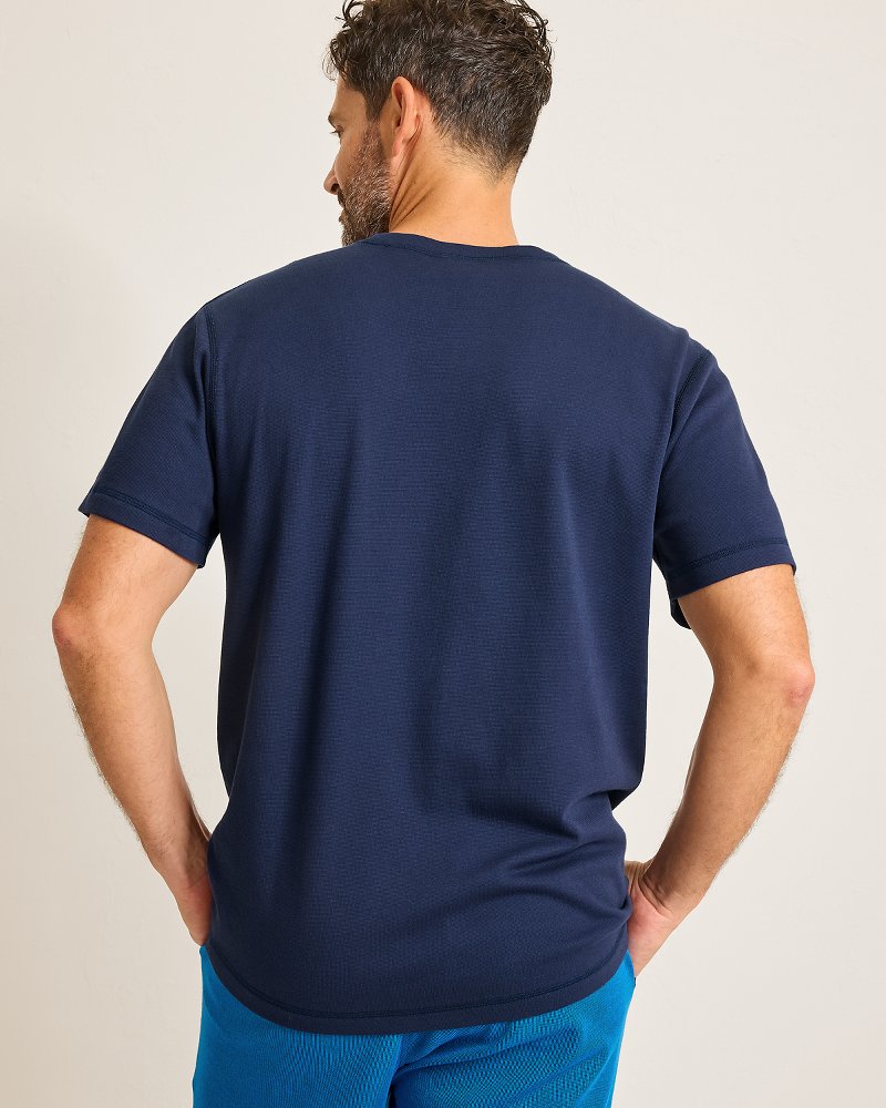 Big &amp; Tall Textured Knit Reversible Crew Short-Sleeve Shirt - Blue