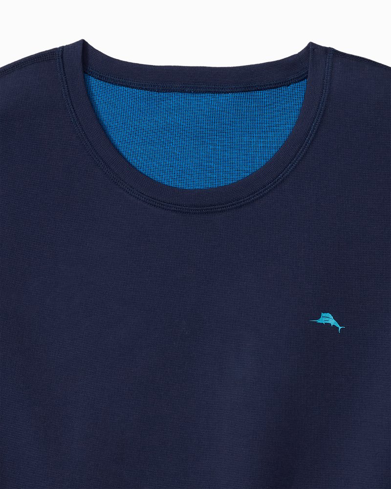 Big &amp; Tall Textured Knit Reversible Crew Short-Sleeve Shirt - Blue