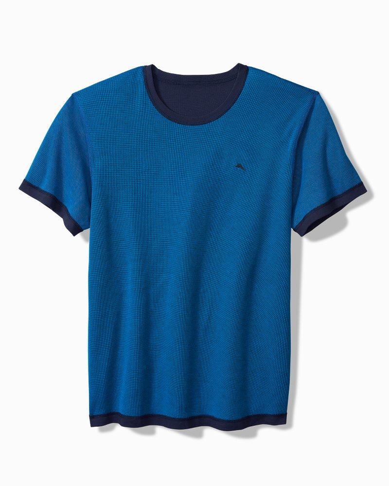 Big &amp; Tall Textured Knit Reversible Crew Short-Sleeve Shirt - Blue