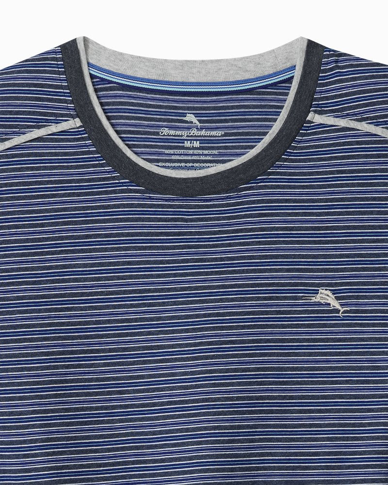 Big &amp; Tall Jersey Long-Sleeve Crewneck T-Shirt - Stripe Blue
