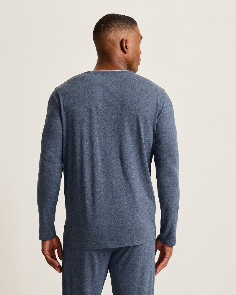 Big &amp; Tall Jersey Long-Sleeve Crewneck T-Shirt - Heathered Blue