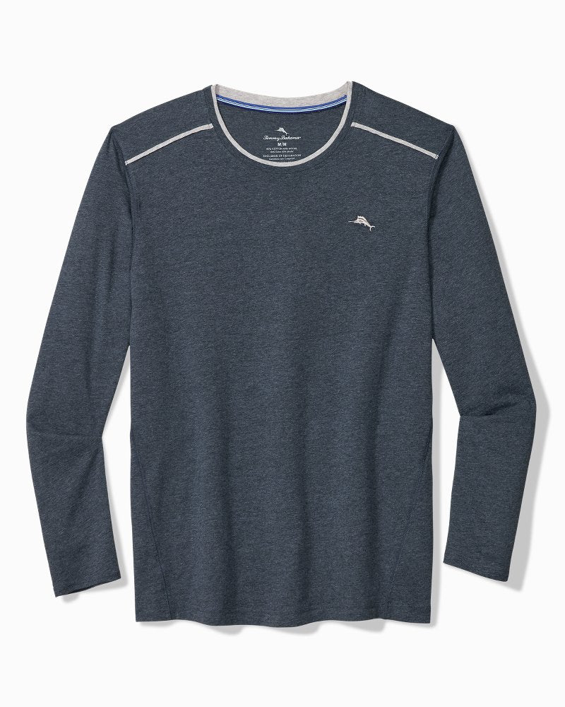 Big &amp; Tall Jersey Long-Sleeve Crewneck T-Shirt - Heathered Blue