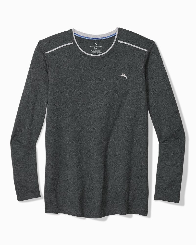 Big &amp; Tall Jersey Long-Sleeve Crewneck T-Shirt - Heather Charcoal Grey