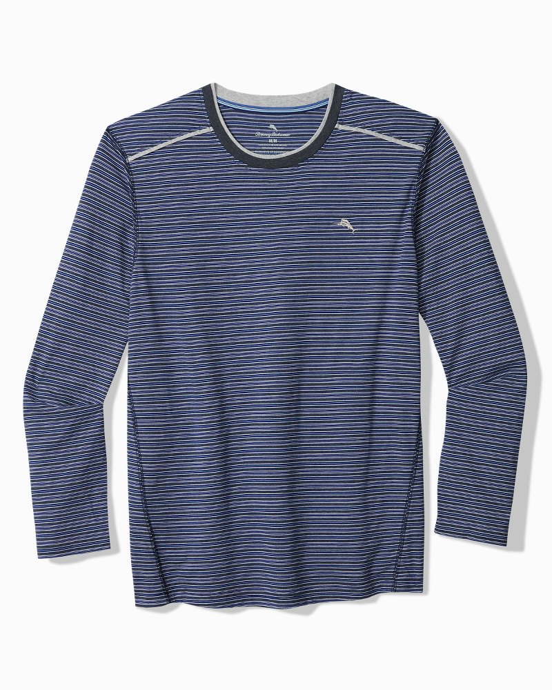 Jersey Long-Sleeve Crewneck T-Shirt - Stripe Blue