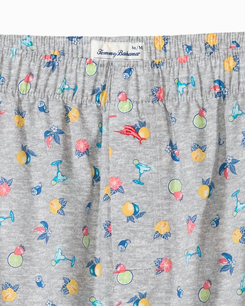 Woven Poplin Tropic Print Boxers - Silver Heather