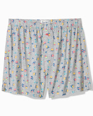 Woven Poplin Tropic Print Boxers - Silver Heather