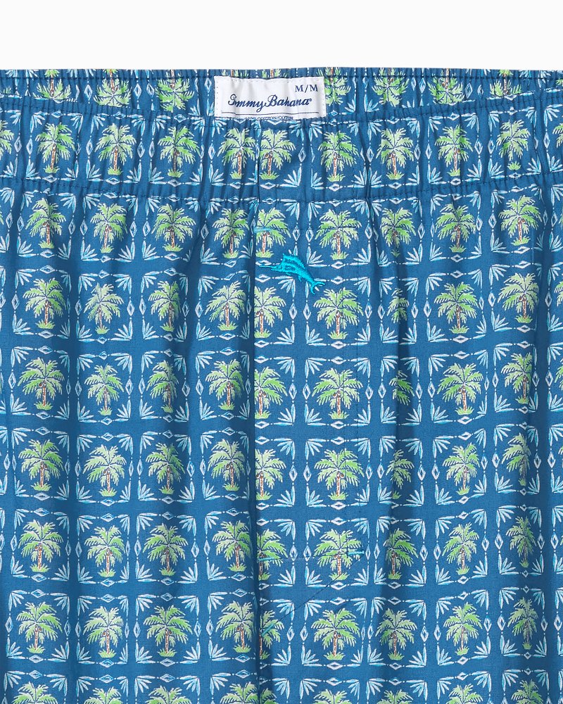 Woven Poplin Tropic Print Boxers - Denim