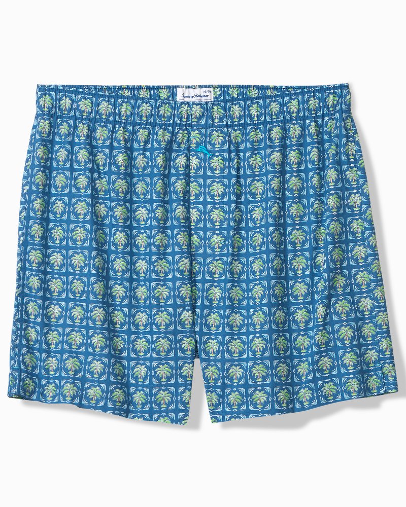 Woven Poplin Tropic Print Boxers - Denim