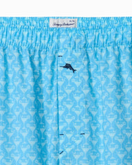 Woven Poplin Tropic Print Boxers - Blue Atoll