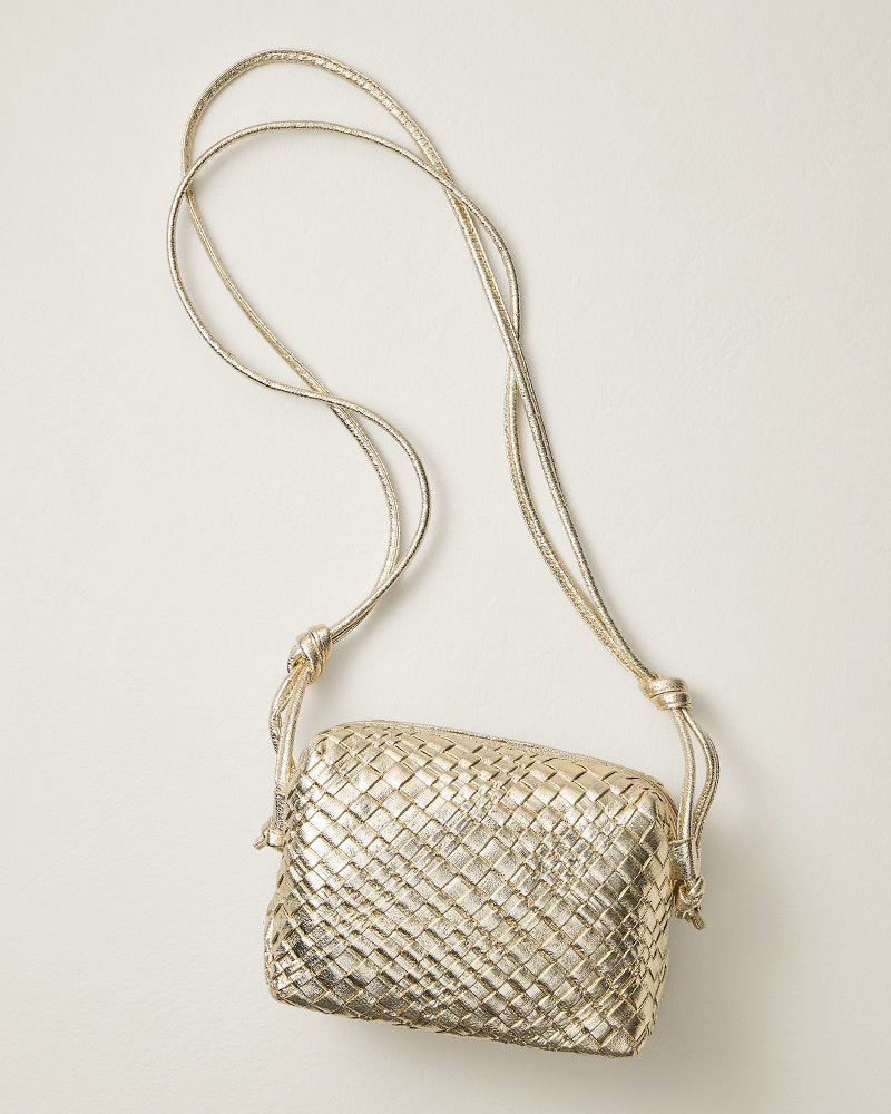 Halton Woven Crossbody Bag - Gold
