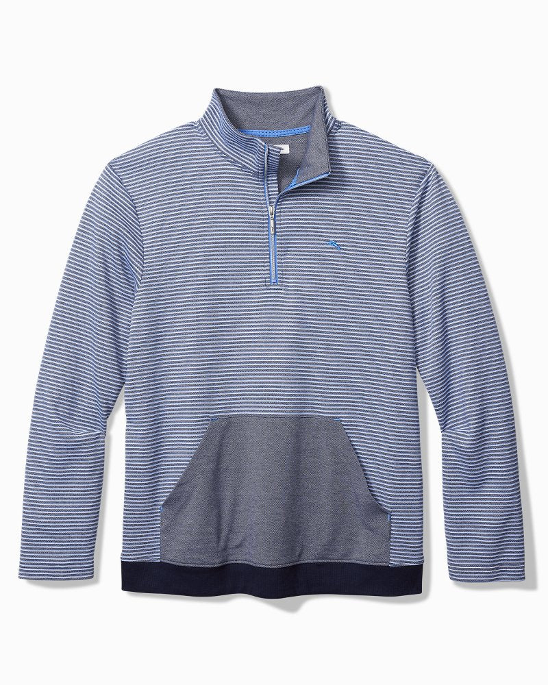 Big &amp; Tall Textured Stripe Half-Zip Sweatshirt - Blue Vault