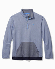 Big &amp; Tall Textured Stripe Half-Zip Sweatshirt - Blue Vault