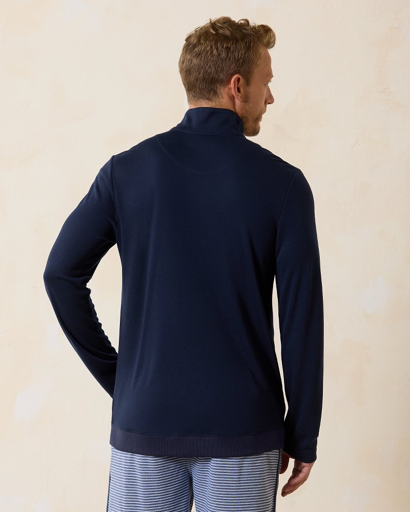 Textured Stripe Half-Zip Sweatshirt - Peacoat
