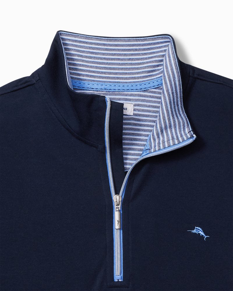 Textured Stripe Half-Zip Sweatshirt - Peacoat