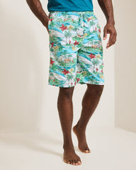 Big &amp; Tall Woven Tropical Print Pajama Shorts - Big Sky Blue