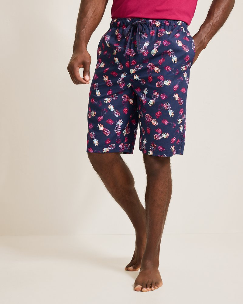 Big &amp; Tall Woven Tropical Print Pajama Shorts - Peacoat Navy