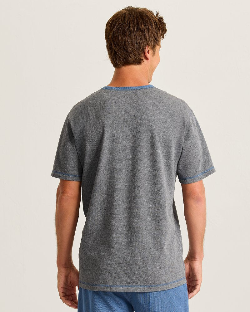 Big &amp; Tall Reversible Interlock Short-Sleeve Top - Dark Grey Heather