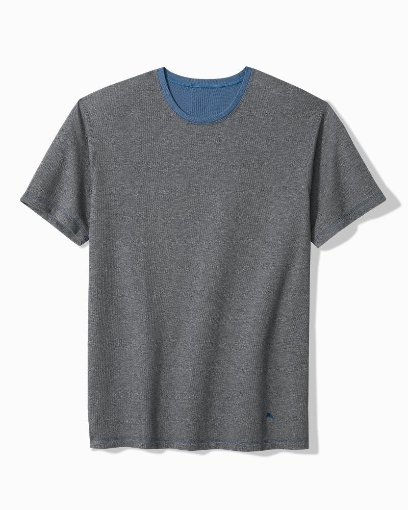 Big &amp; Tall Reversible Interlock Short-Sleeve Top - Dark Grey Heather