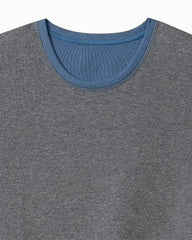 Big &amp; Tall Reversible Interlock Short-Sleeve Top - Dark Grey Heather