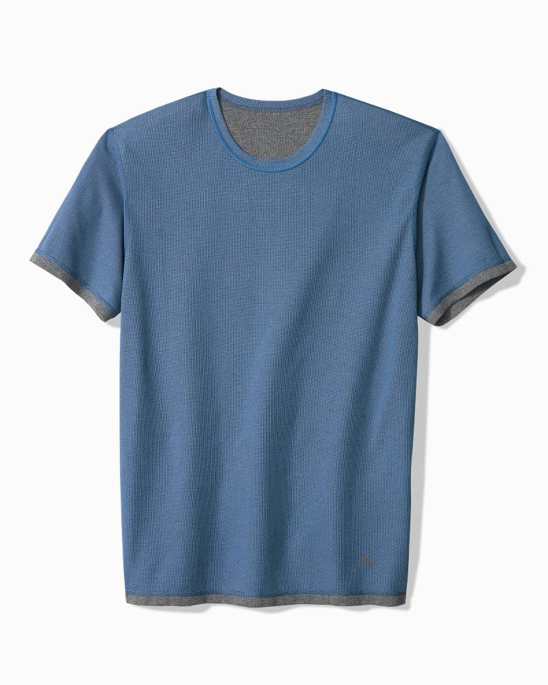 Big &amp; Tall Reversible Interlock Short-Sleeve Top - Dark Grey Heather