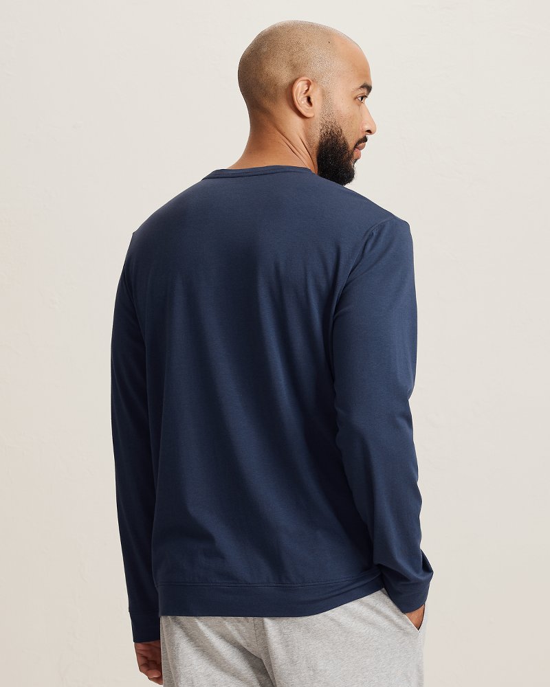 Big &amp; Tall Solid Marlin Jersey Long-Sleeve T-Shirt - Deep Navy