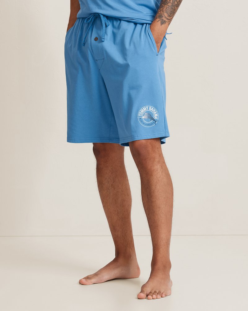 Solid Marlin Jersey Pajama Shorts - Med Blue