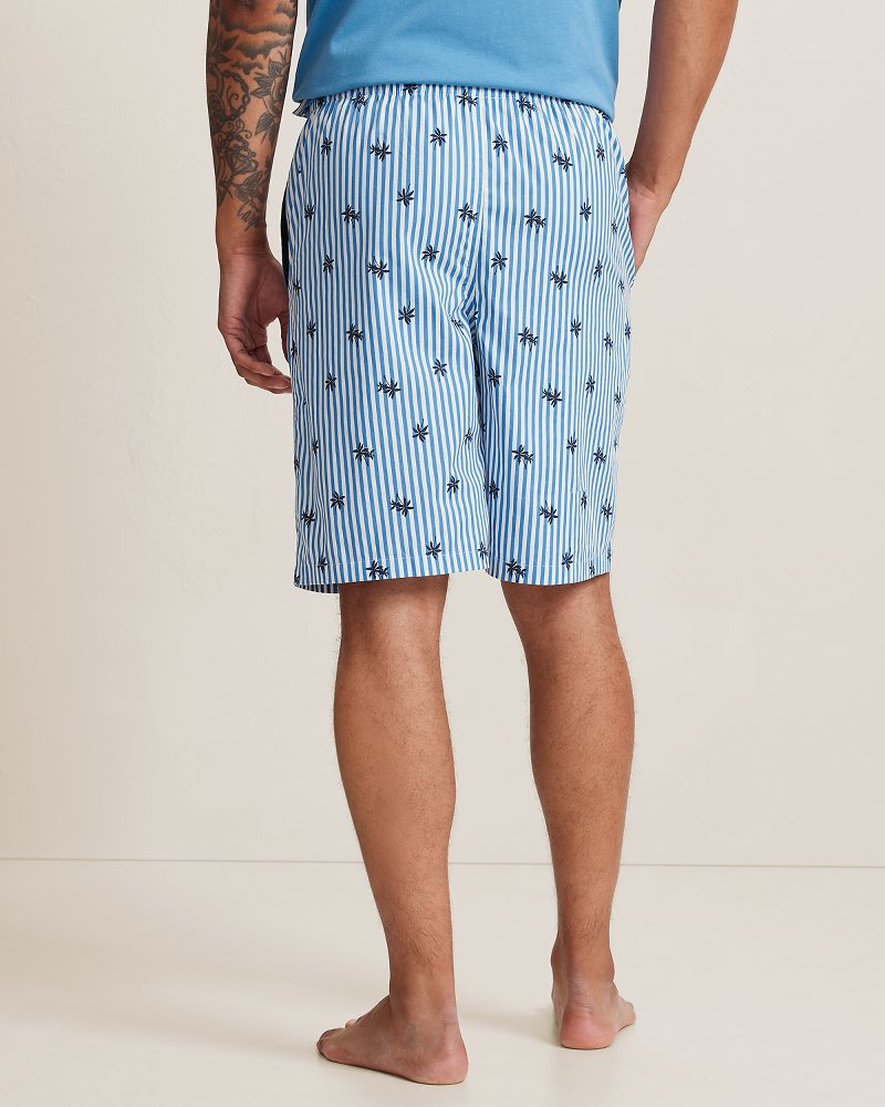 Big &amp; Tall Woven Poplin Paradise Print Pajama Shorts - Blue Cabana