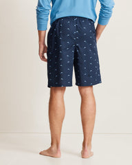 Woven Poplin Paradise Print Pajama Shorts - True Navy