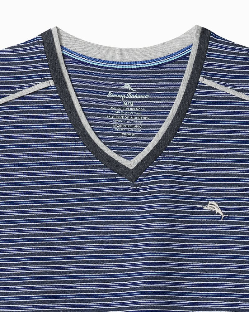 Jersey Short-Sleeve V-Neck T-Shirt - Stripe Blue