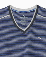 Jersey Short-Sleeve V-Neck T-Shirt - Stripe Blue