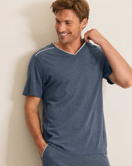 Jersey Short-Sleeve V-Neck T-Shirt - Heathered Blue